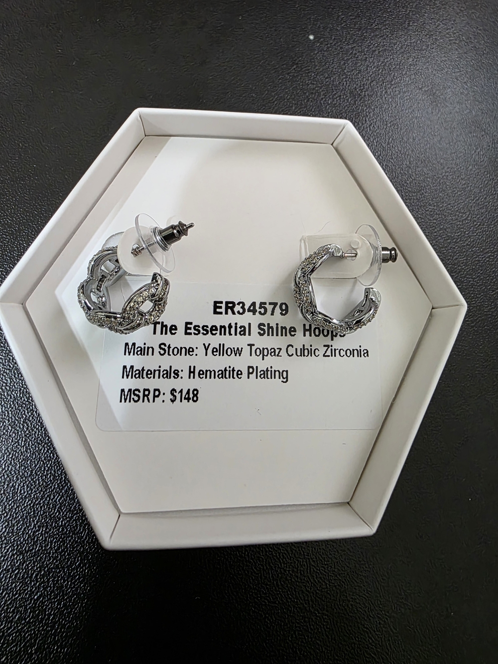 The Essential Shine Hoops Silver Hematite-Plated Earrings